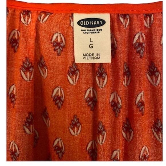 Old Navy Floral Top Women's Large V Neck Red Multi Boho - Picture 3 of 6
